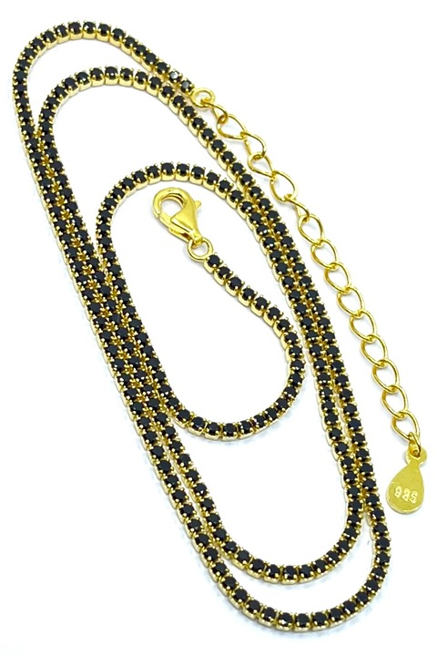 Colier tennis din argint auriu cu zirconiu negru, agavi