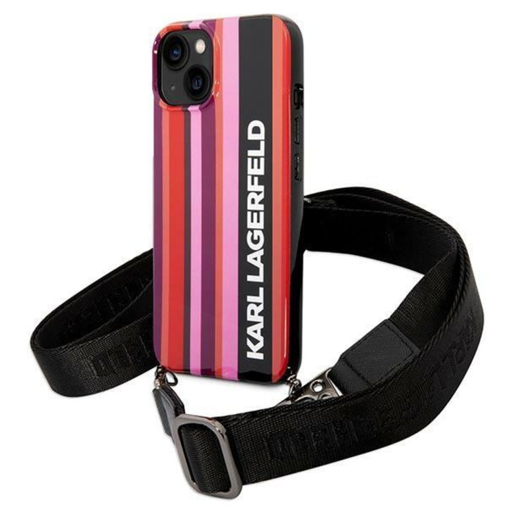 Karl Lagerfeld KLHCP14MSTSTP iPhone 14 Plus 6.7 hard pink / pink Color Stripes Strap telefontok
