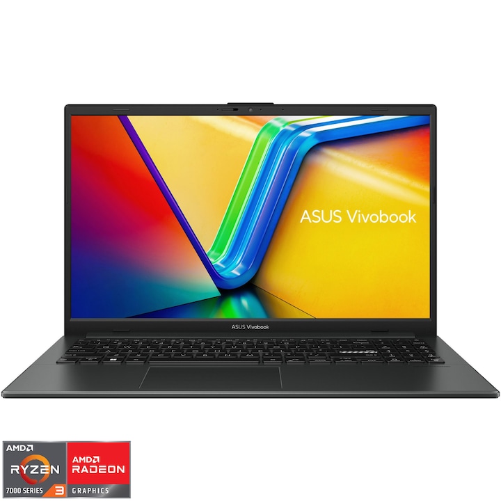 ASUS VivoBook Go 15 OLED E1504FA laptop, AMD Ryzen™ 3 7320U processzorral, akár 4.10 GHz, 15.6", Full HD, OLED, 8GB, 512GB SSD, AMD Radeon™ Graphics, No OS, Fekete