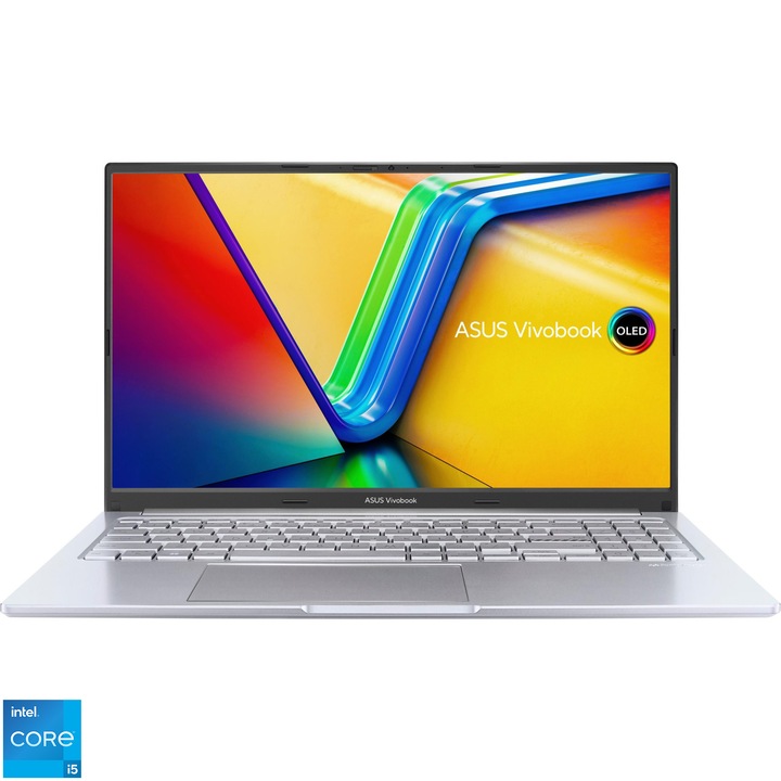 Laptop ASUS VivoBook 15 A1505ZA cu procesor Intel® Core™ i5-1235U pana la 4.40 GHz, 15.6", Full HD, OLED, 8GB, 512GB SSD, Intel® UHD Graphics, No OS, Transparent Silver