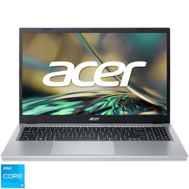 Acer Aspire 3 A315-510P 15,6", Full HD laptop Intel® Core™ i3-N305 processzorral 3,8 GHz-ig, 8GB DDR5, 256GB SSD, Intel® UHD Graphics, No OS, Nemzetközi billentyűzet, Nemzetközi billentyűzet, Ezüst