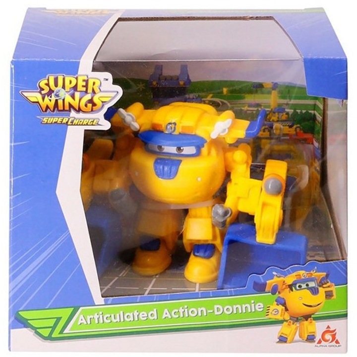 Figurina Articulated Action Super Wings Transformers Donnie, 8cm