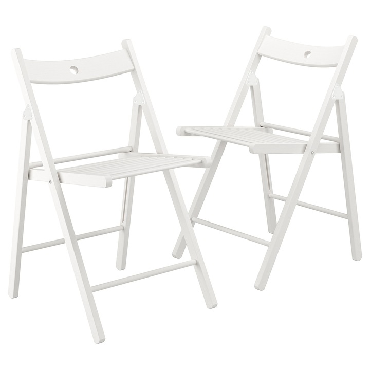 Set 2 scaune pliante, lemn, alb, 77 x 44 x 51 cm