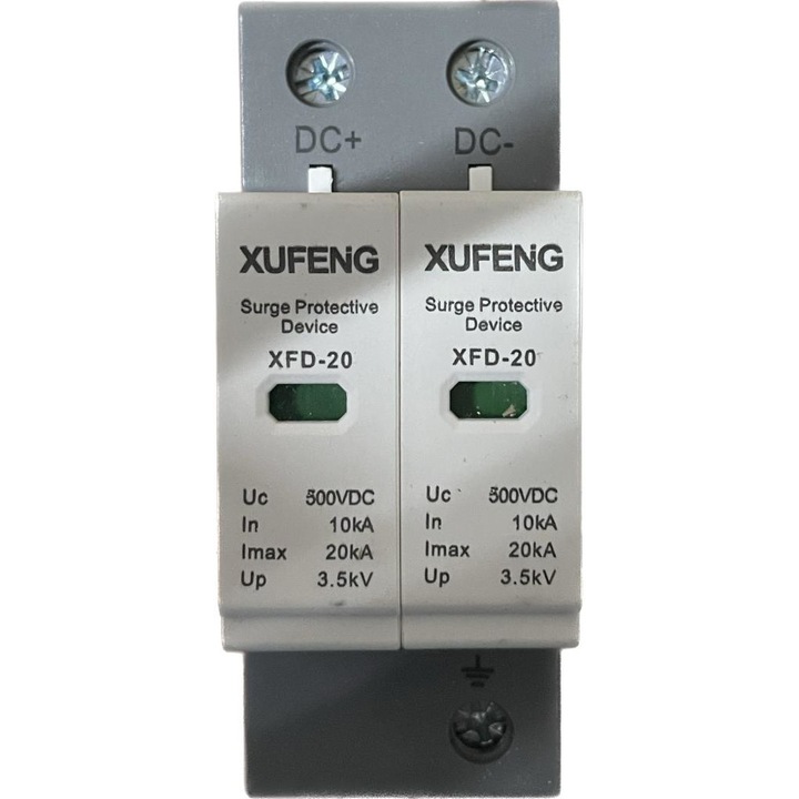 Siguranta SPD 2P 500V Descarcator Protectie Panou Solar Curent Continuu 20KA