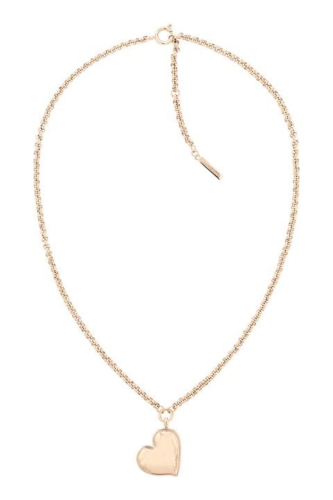CALVIN KLEIN, Colier de otel inoxidabil cu pandantiv in forma de inima, Auriu