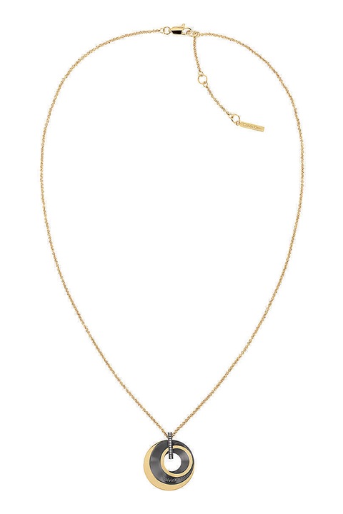 CALVIN KLEIN, Colier de otel inoxidabil cu pandantiv rotund, Auriu