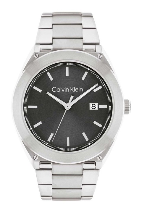 CALVIN KLEIN, Овален часовник от неръждаема стомана, Сребрист