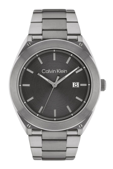 CALVIN KLEIN, Овален часовник от неръждаема стомана, Тъмносребрист