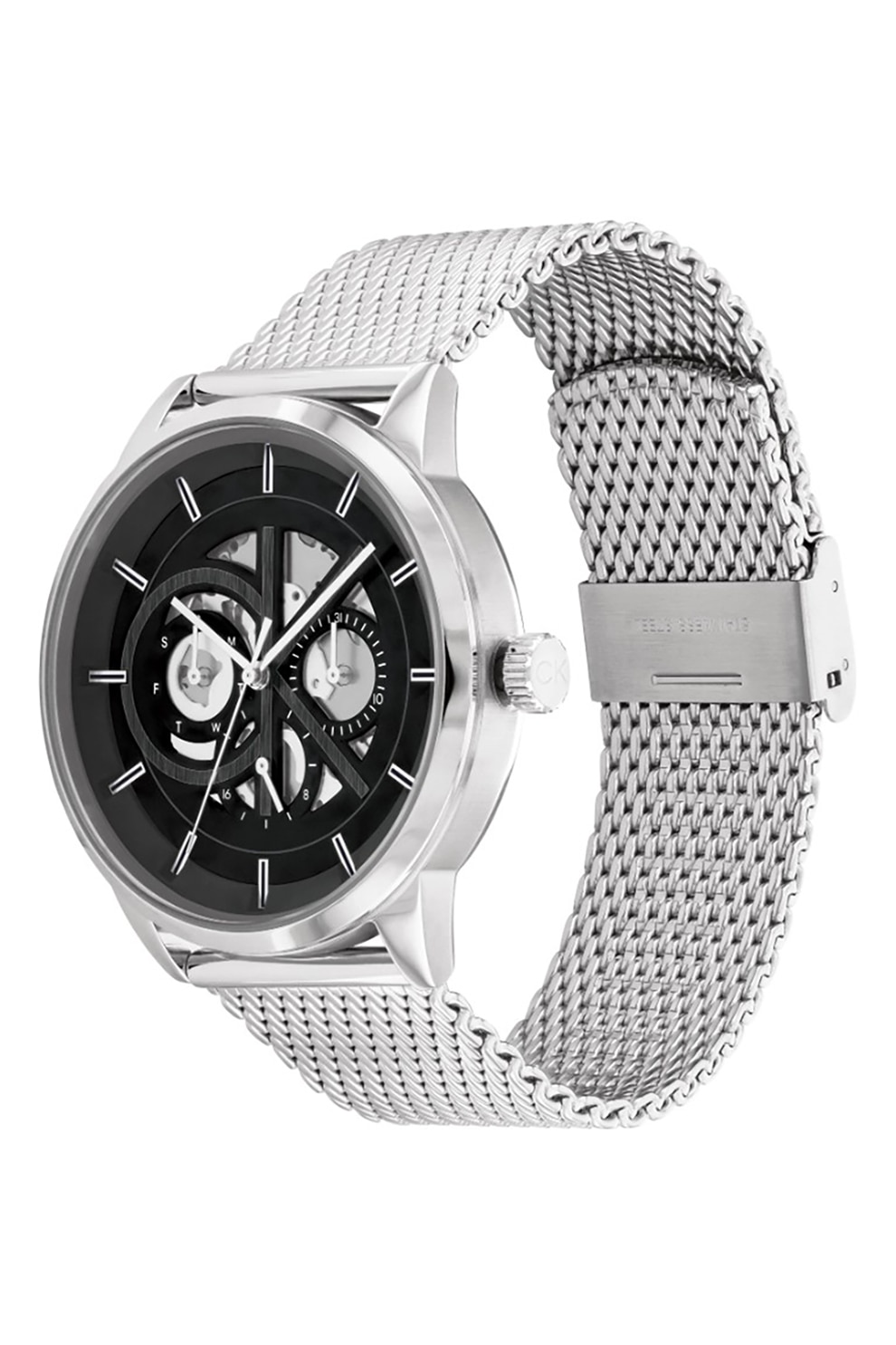 CALVIN KLEIN, Ceas quartz cu o bratara de otel inoxidabil, cu design ...