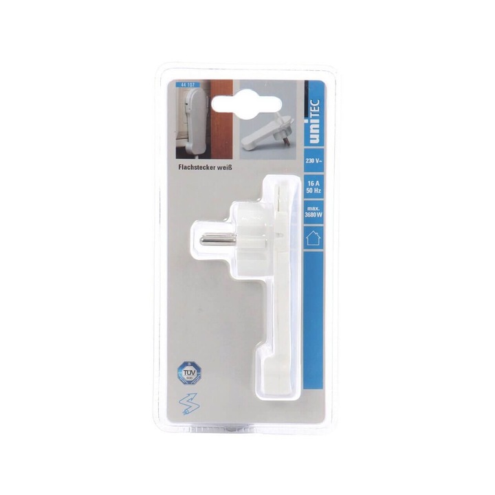 Stecker plat, Unitec, alb