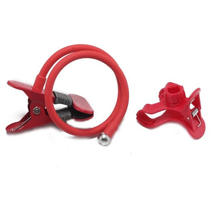 Стойка за телефон DAVIDAMI CONCEPT, гъвкава въртяща се на 360°, метал, с дълга ръка и щипки за бюро, червен