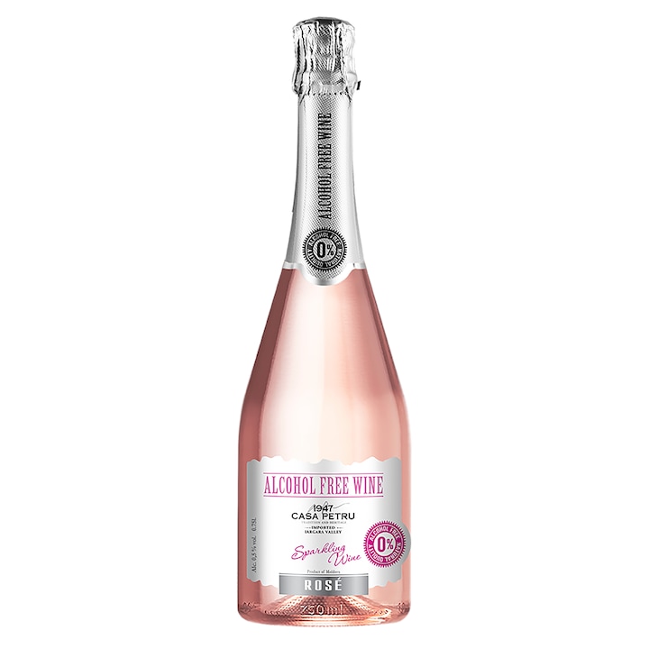 Vin rose demisec sparkling fara alcool, Cabernet-Sauvignon&Pinot Noir, Casa Petru, 0.75 l