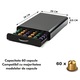 Suport 50 capsule de cafea, Bukate, 41x26.5x7.3, Compatibil cu Nespresso, Tchibo, etc, Negru, Metal