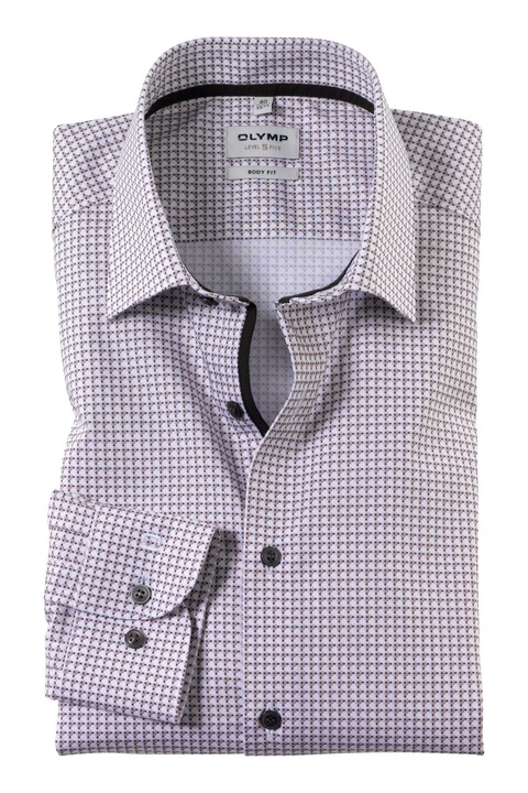 Camasa OLYMP, Level 5, Body Fit, Green Choice, geometric, Nude