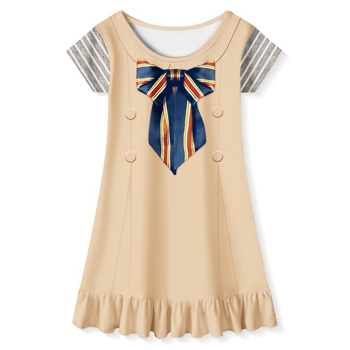 Rochie fete, Party Chili®, Megan, Ziua Copilului, Maneci scurte, Galben, 8-10 ani, 140 cm