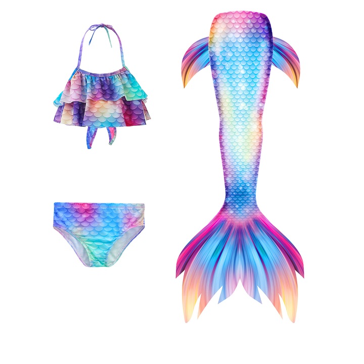 3 darabos Mermaid Princess Ariel furdoruha lanyoknak, Party Chili®, nyari partitema, Gyereknap, Husvet, Kek/tobbszinu