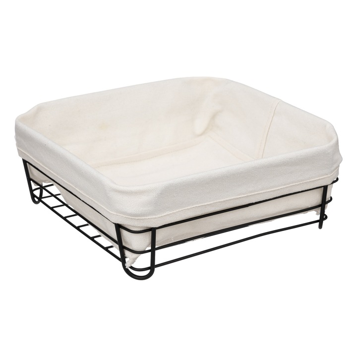 Панер за хляб Bistrot, Квадратен, Метал/Текстил, 25,5 x H 10,5 см