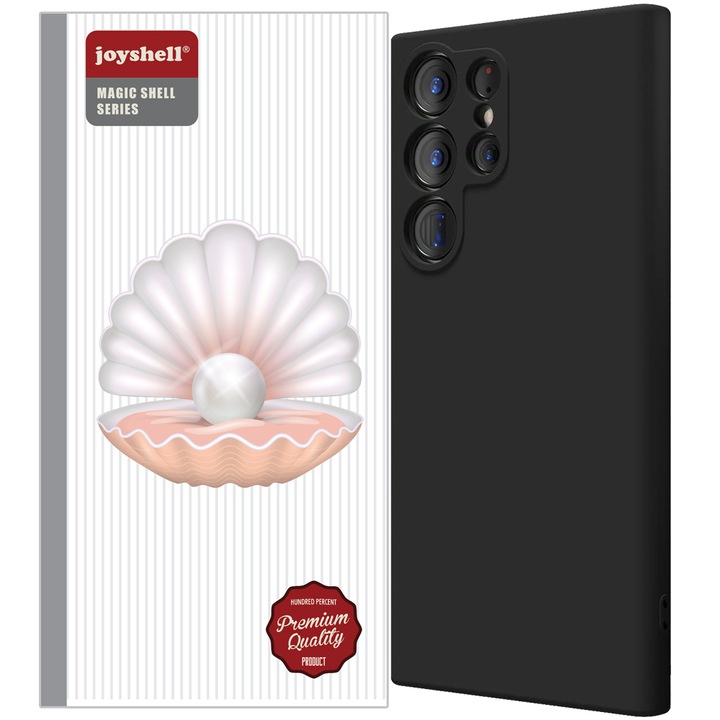 Калъф Joyshell за Samsung Galaxy S24 Ultra, мек силикон с вътрешност от микрофибър, защита на камерата, черен
