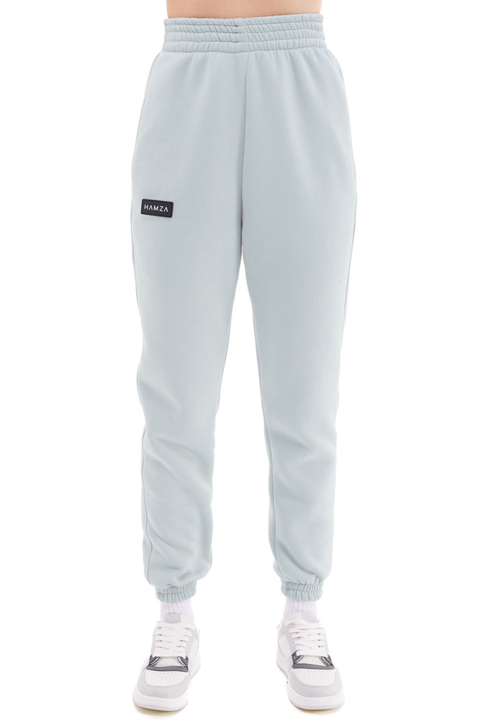 HAMZA, Pantaloni sport cu talie inalta Feel, Gri cenusiu, M
