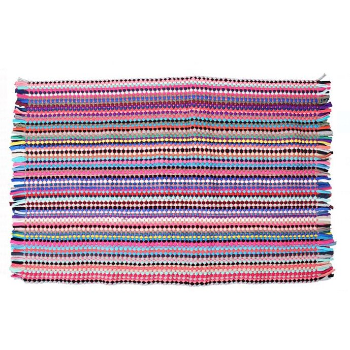 Covoras rustic, multicolor, cu franjuri, Syamag, 80x50 cm 80 x 50 - eMAG.ro