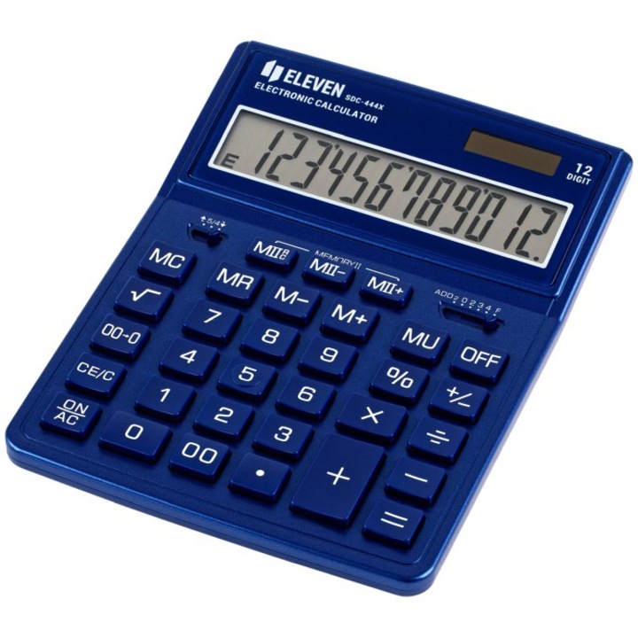 Calculator de birou Eleven, SDC-444XR, 12 digiti, albastru
