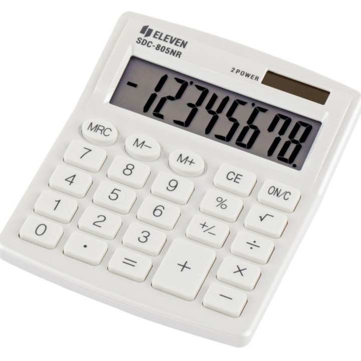 Calculator de birou Eleven, SDC-805, 8 digiti, alb