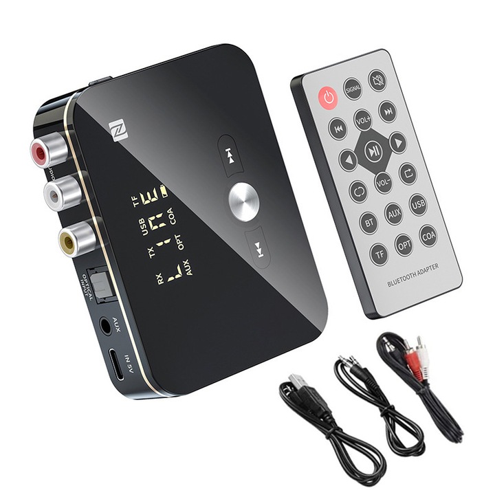 Transmitator audio, Bluetooth, 3in1, Cu telecomanda, Negru