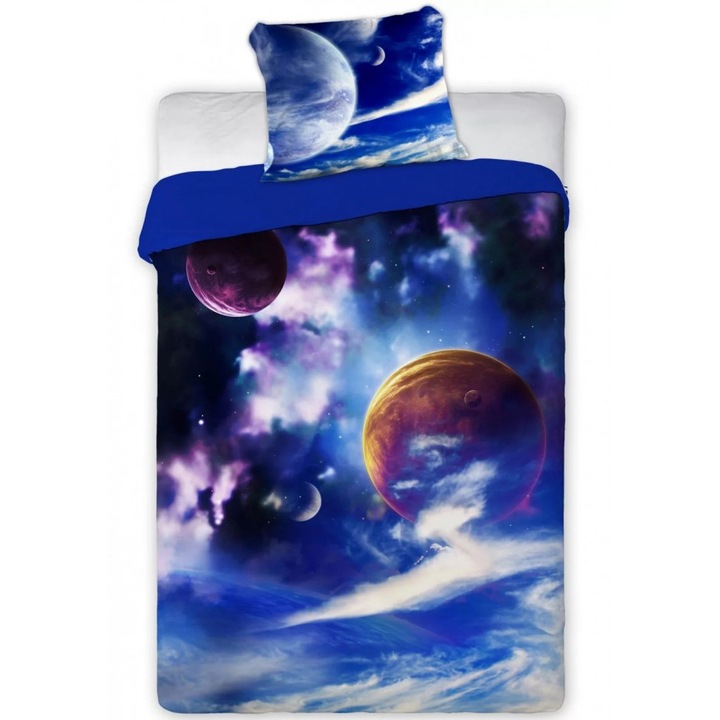 Lenjerie de pat, Model univers, Faro, Bumbac, 140 x 200 cm, Multicolor