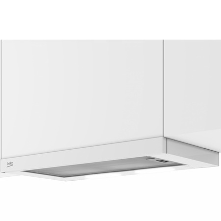 Hota incorporabila telescopica HNT61110WH, Putere de absorbtie 291 mc/h, Filtre de carbon incluse, Filtre metalice anti-grasime, 3 Trepte de viteza, iluminare LED, 60 cm, Alb