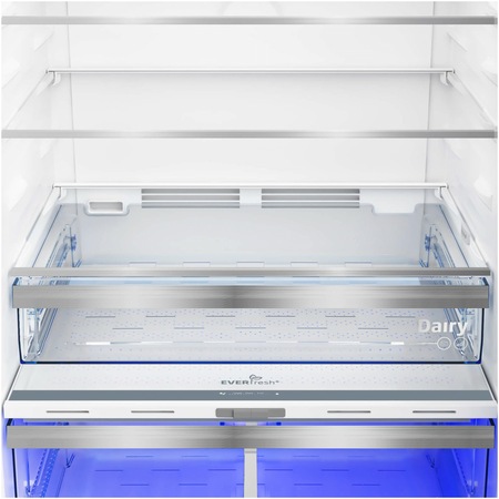 Frigider cu doua usi Beko B5RDNE594ZXB, 557 l, No Frost, HarvestFresh, Everfresh+, AeroFlow, Display, Clasa E, H 186 cm, Metal Look