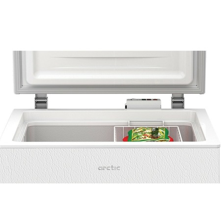 Lada frigorifica Arctic AMO20P30, 205 l, Clasa F, Conditii extreme -15 grade Celsius, Fast Freezing, Autonomie 23h, 1 cos metalic, Alb