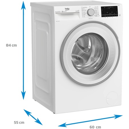 Masina de spalat rufe Beko B3WFU58415W, 8 kg, 1400 RPM, Recycled Tub, Homewiz Remote Control, Clasa A, Motor ProSmart Inverter, AddXtra, Hygiene+ cu SteamCure, AutoClean Detergent Drawer, Fast+, Alb