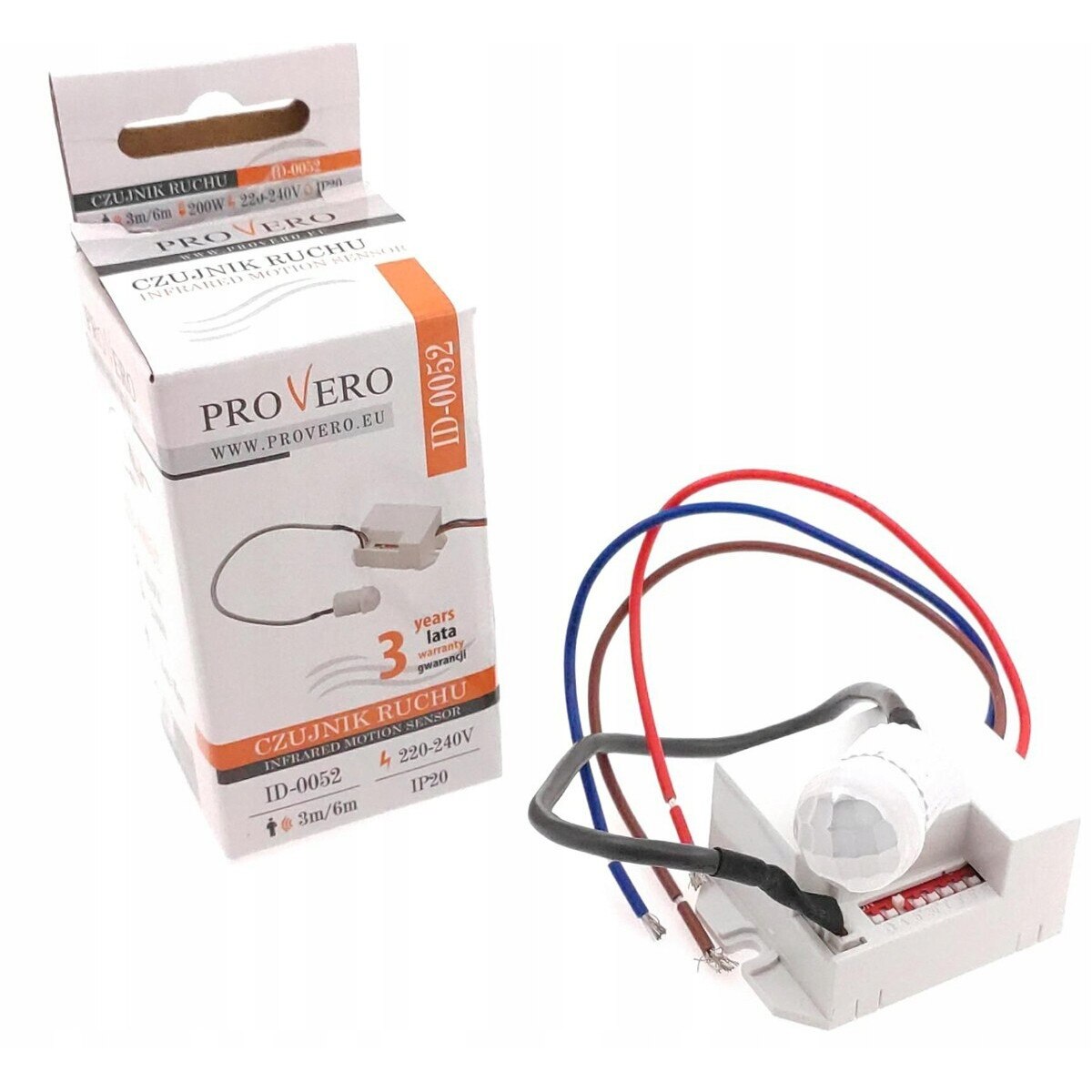 Provero Detector de miscare, Provero, Pir, 230V, 800W, Led cu detector - eMAG.ro