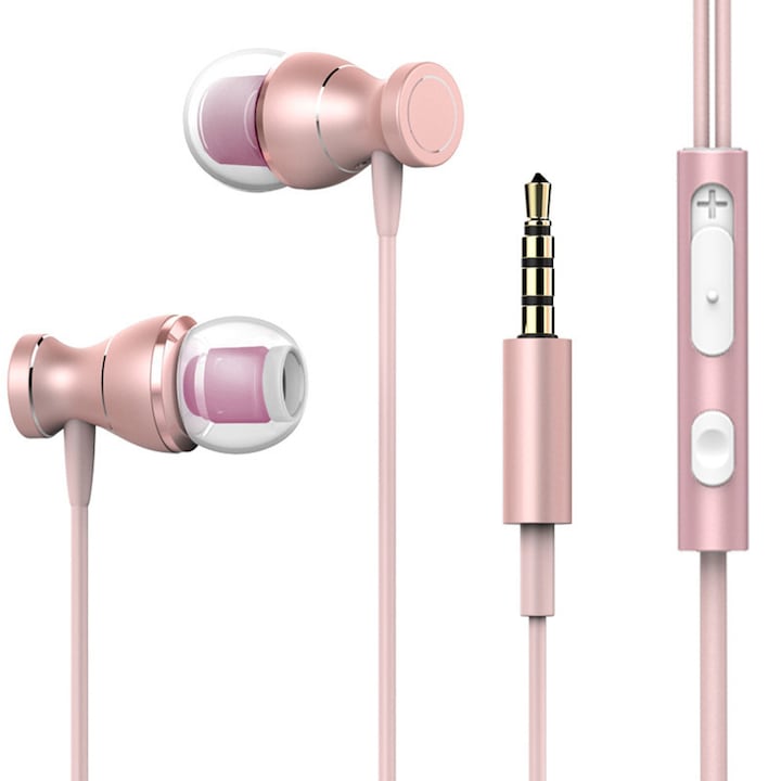 Audio fejhallgató, Vezetékes, Korszakban, Mikrofonnal, Háttérzajcsökkentés, Jack 3,5 mm, Rózsaszín