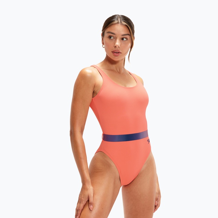 Дамски бански Speedo с колан и дълбок U-образен гръб, оранжев 28EU