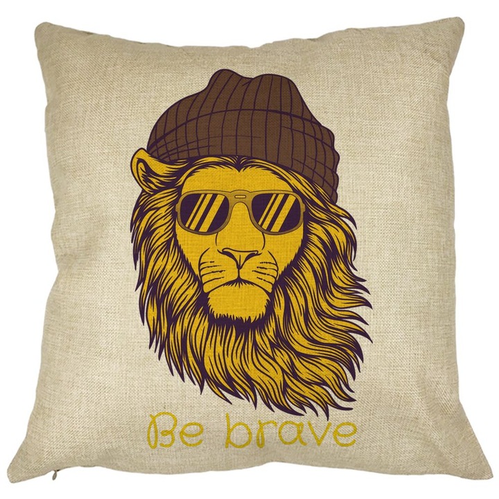 Be Brave szögletes díszpárna, 40x40 cm, levehető huzat, fújtató