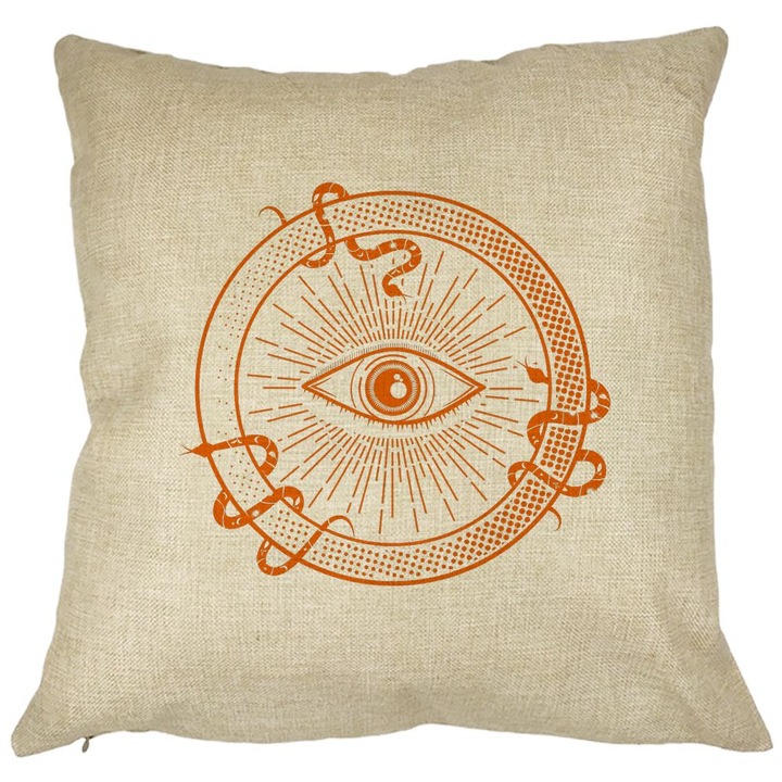 Mystic Eye Square dekoratív párna, 40x40 cm, levehető huzat, fújtató