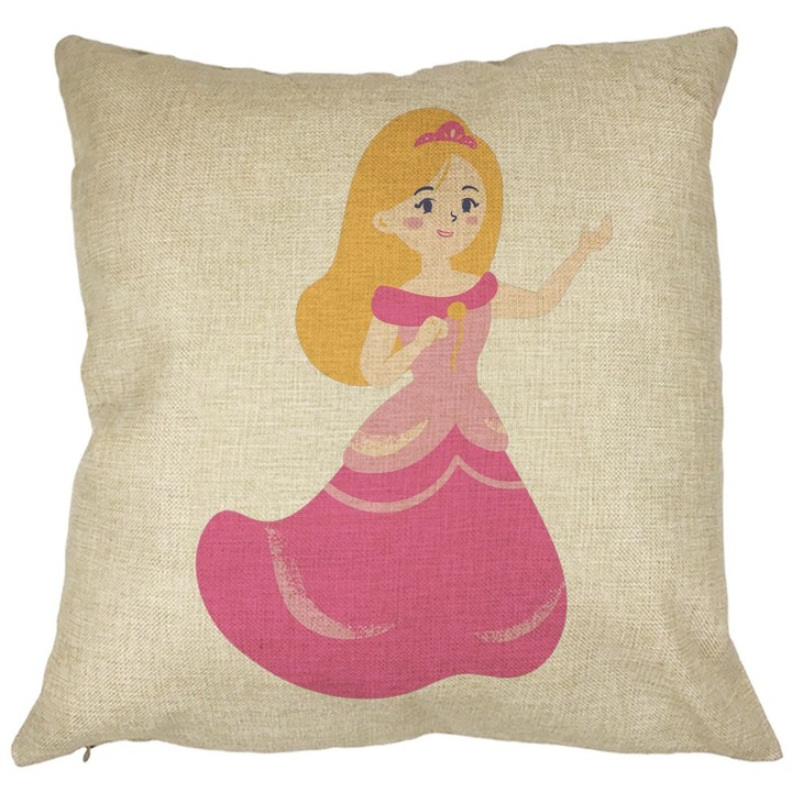 Pink Princess Square dekoratív párna, 40x40 cm, Levehető huzat, Fújtató
