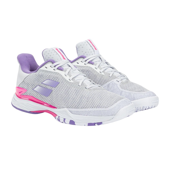 Pantofi de tenis de dama, Babolat, Textil, Alb/Gri