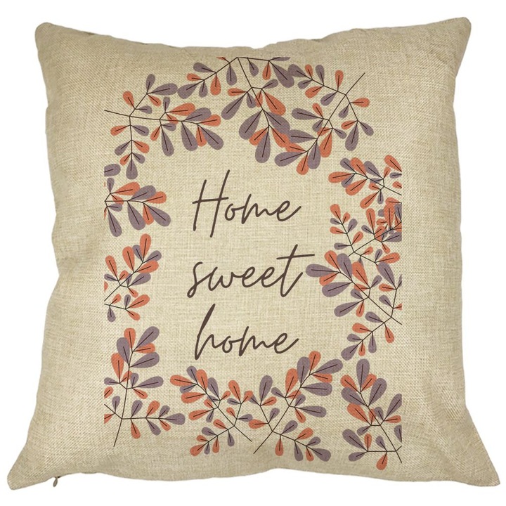 Home Sweet Home Square dekoratív párna, 40x40 cm, levehető huzat, fújtató