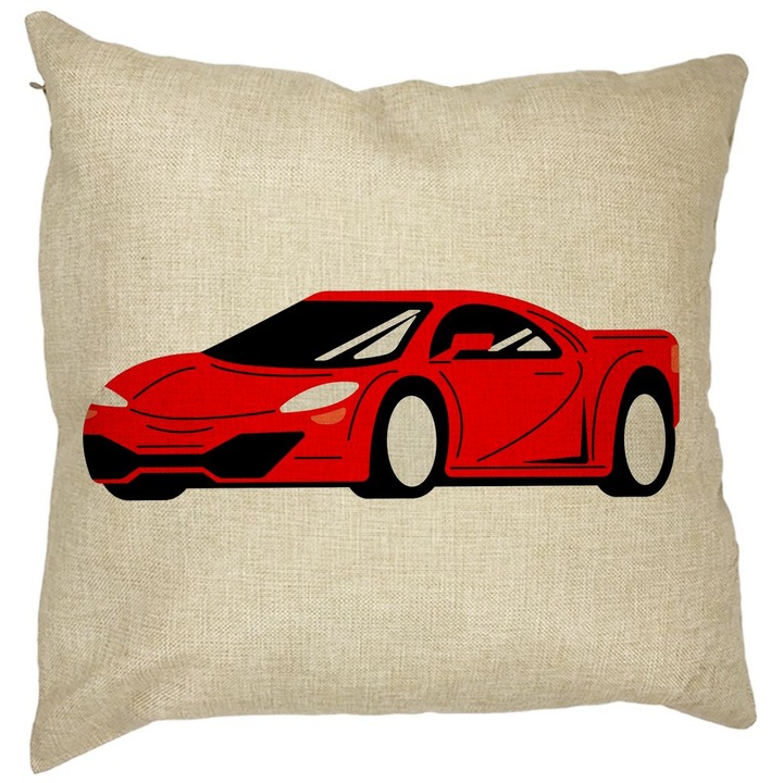 Red Car Square dekoratív párna, 40x40 cm, Levehető huzat, Fújtató