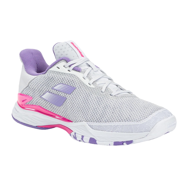 Pantofi de tenis de dama, Babolat, Textil, Alb/Gri