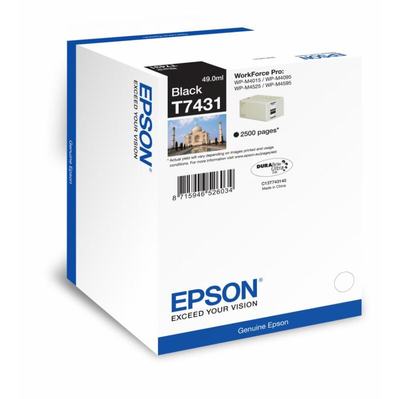 Cartus cerneala Epson T7431, negru, capacitate 2500 pagini - C13T74314010101867