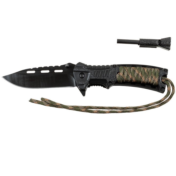 Briceag Camo Rope cu cremene Lama 9.5cm Blocabila Fox Outdoor 44591