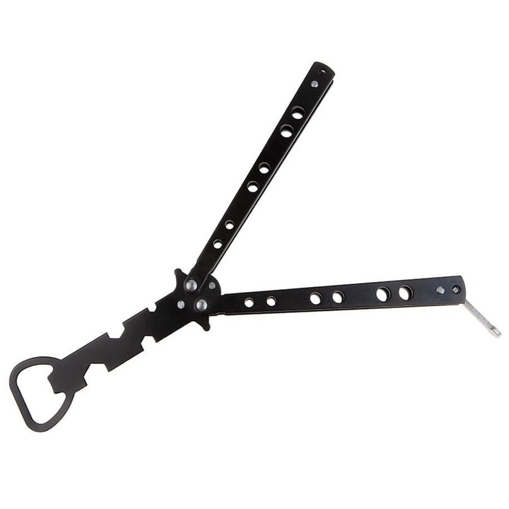 Briceag antrenament DEPOX®, Party Opener, deschizator capace, otel inoxidabil, 22.5 cm, negru