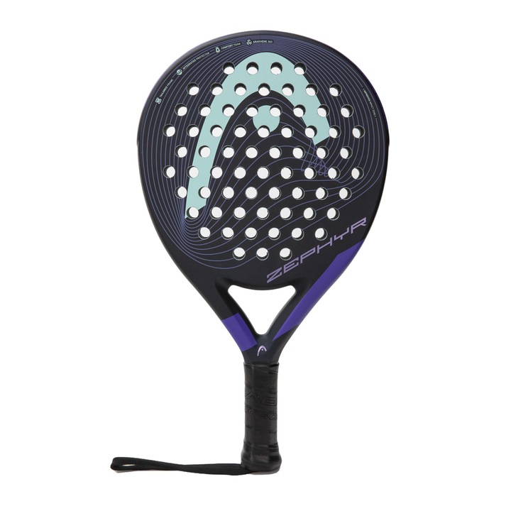 Racheta padel, Head, Zephyr, Carbon, Nivel intermediar, 345g, 38mm, Negru