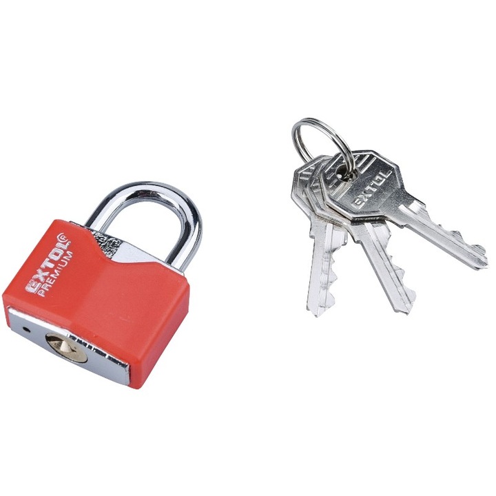 Метален катинар, Extol Craft, 30 мм, с 3 ключа, червен