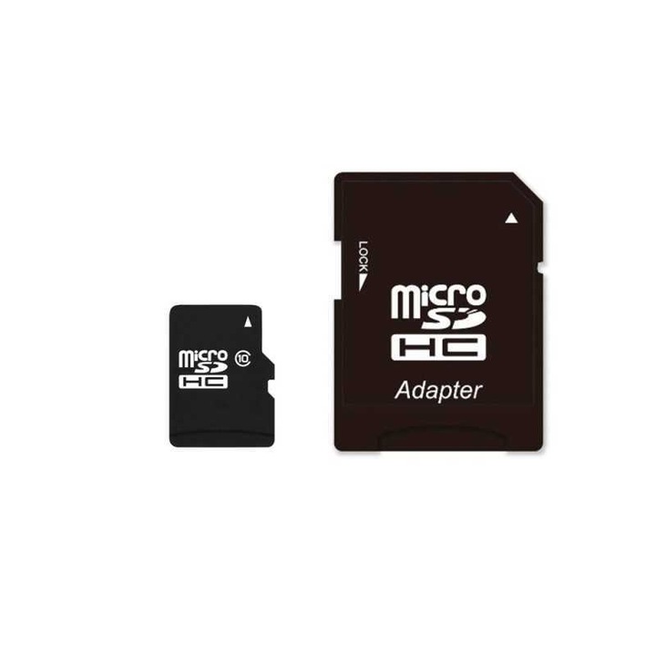 MicroSDHC карта с памет, 32 GB, с адаптер, клас 10, черна