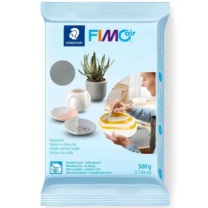Lut de modelaj cu uscare la aer FIMOair 500g Gri