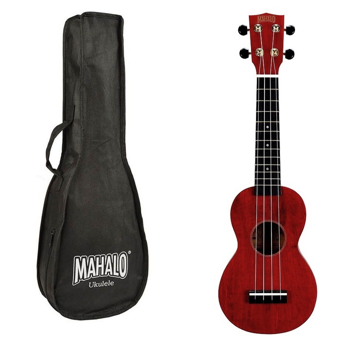 Ukulele sopran Mahalo Slimline MS1TRD rosu transparent, husa